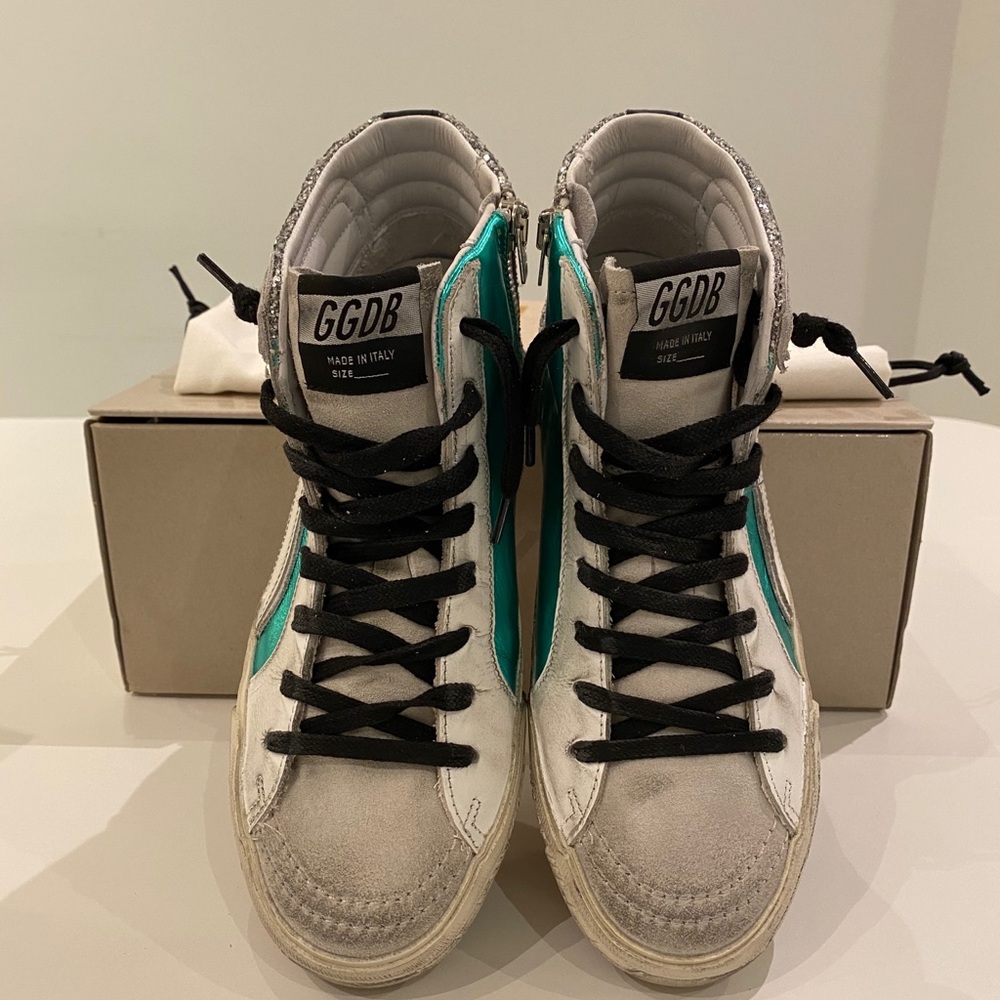 Golden Goose Slide Sneaker Green/Glitter sz 36 NIB - Picture 5 of 10